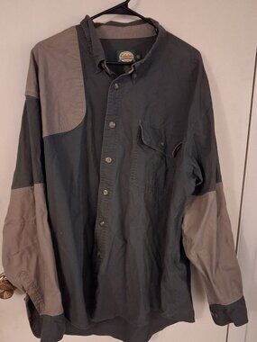 Cabela's Men's Long Sleeve Hunting Field Shirt Green Tan Cotton Heavyweight 3XLT